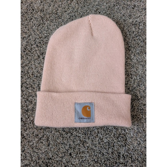 Carhartt Accessories - Carhartt Acrylic Watch Hat Beanie Pastel Pink Ribbed Knit Logo Patch A18 PNK